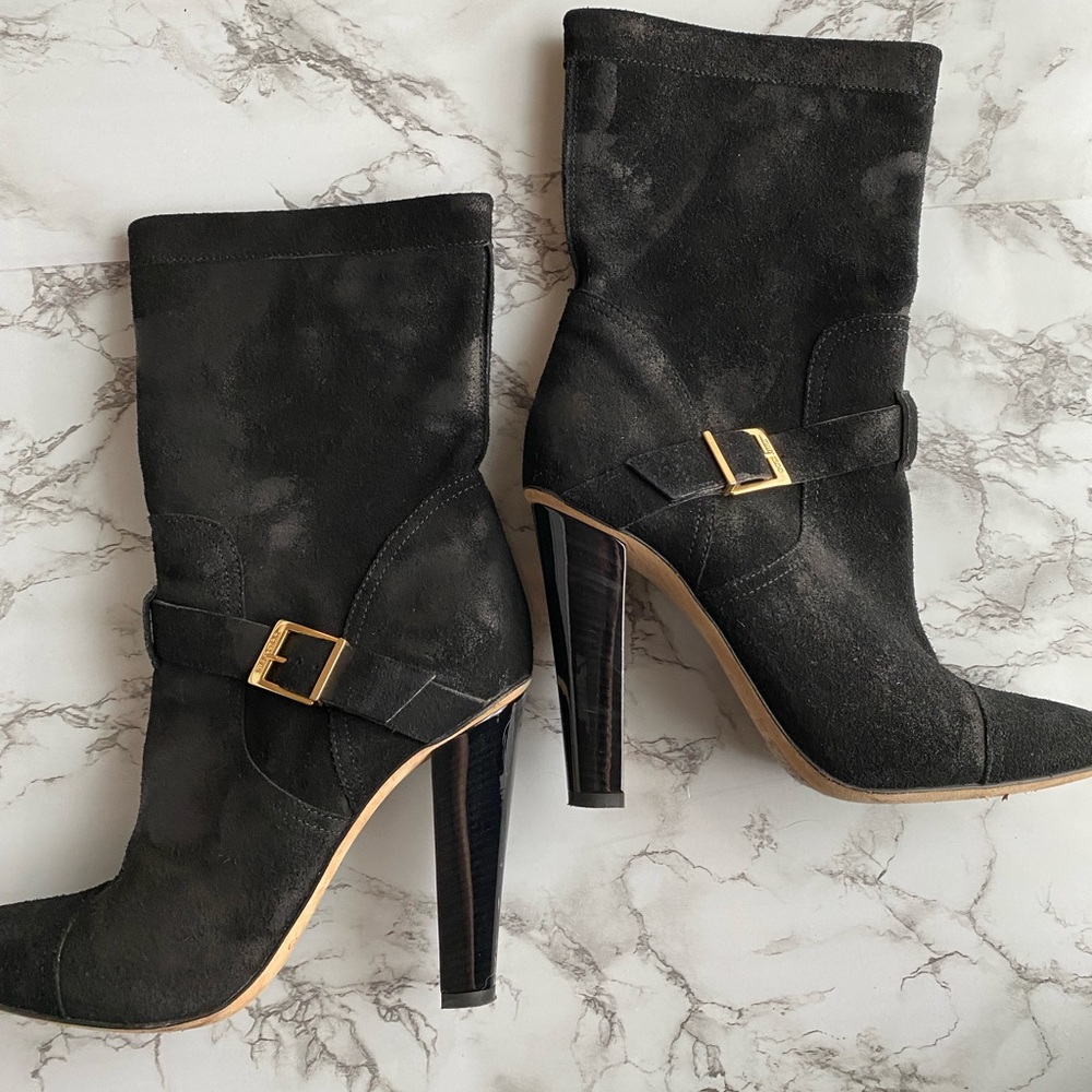 Jimmy Choo Black Suede Ankle Boots – Size 38.5 | Elegant & Chic